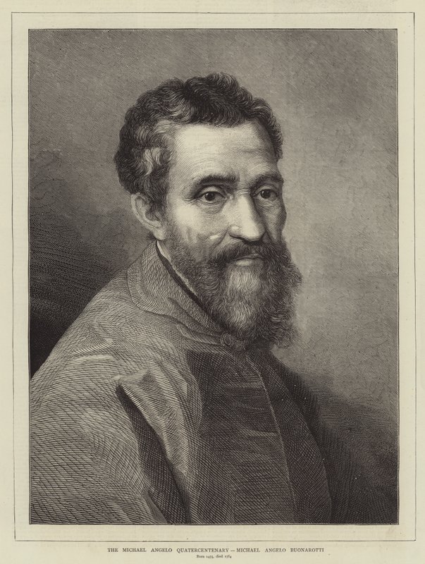 Michelangelos kvarthundraårsjubileum, Michelangelo Buonarroti (gravyr) av English School