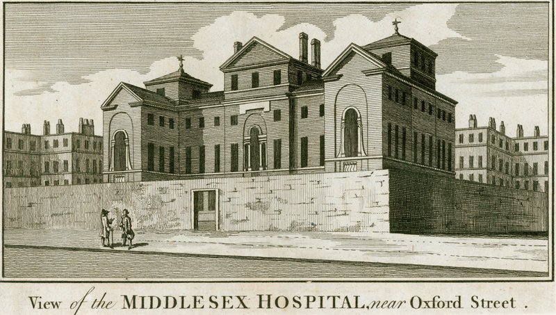 Middlesex Hospital, nära Oxford Street av English School