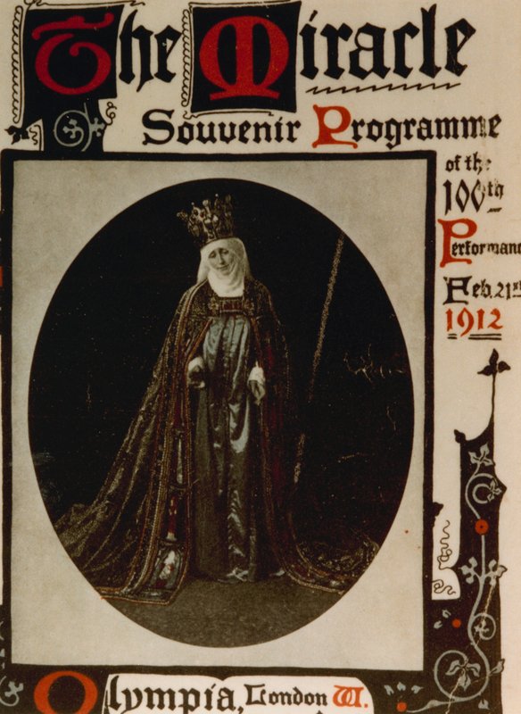 Miraklet producerat på Olympia av Max Reinhardt 1912 med en rollbesättning på 1500. Program av English School