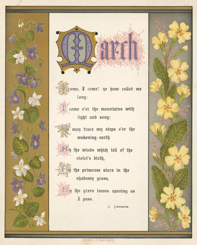 Månaderna: mars (färg litho) av English School