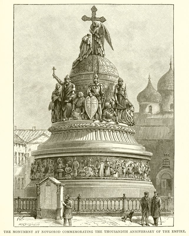 Monumentet i Novgorod till minne av imperiets tusenårsjubileum, 1862 av English School