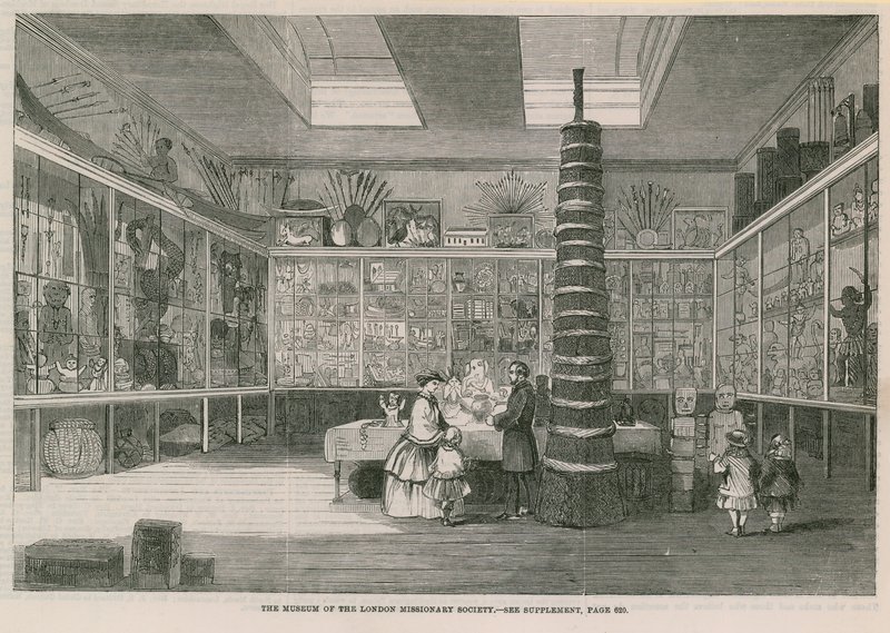 Museum of the London Missionary Society, på Bloomfield Street, publicerat i Illustrated London News, 25 juni 1859 av English School
