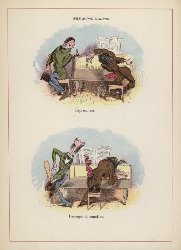 Musikmästaren - olika sätt att spela piano (färg litho) av English School