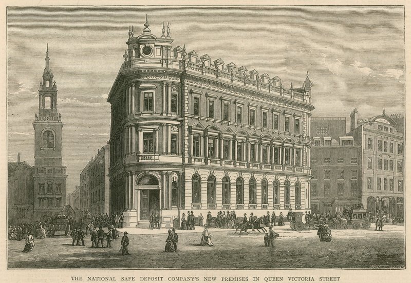 The National Safe Deposit Companies nya lokaler i Queen Victoria Street, London av English School