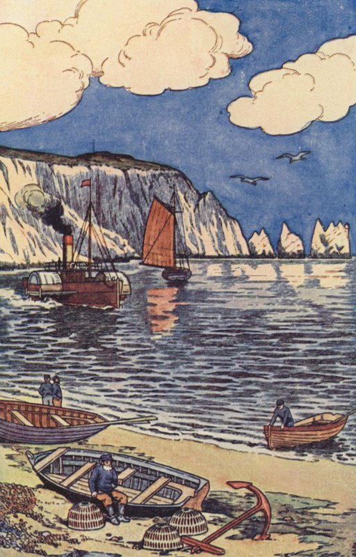 The Needles (färg litho) av English School