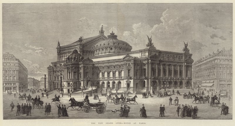 Det nya stora operahuset i Paris (gravyr) av English School