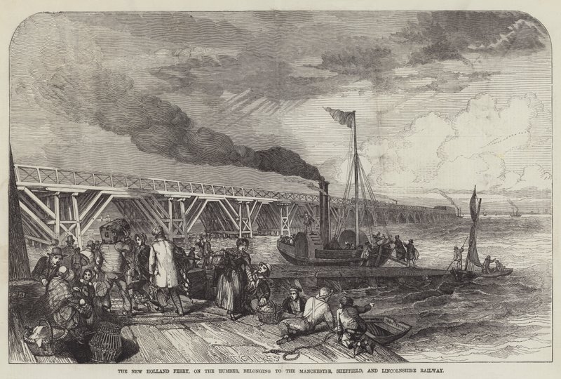 New Holland Ferry, på Humber, tillhörande Manchester, Sheffield och Lincolnshire Railway (gravyr) av English School