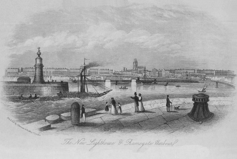The New Lighthouse och Ramsgate Harbor av English School