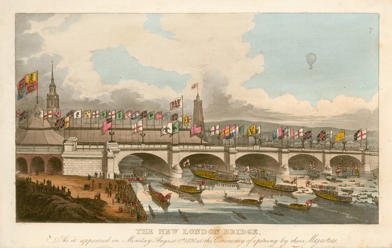 The New London Bridge, 1 augusti 1831 av English School