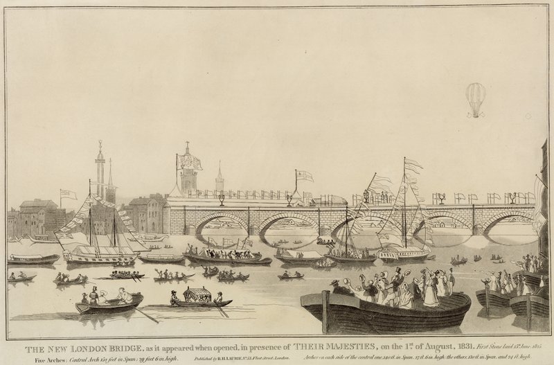 The New London Bridge, 1 augusti 1831 av English School