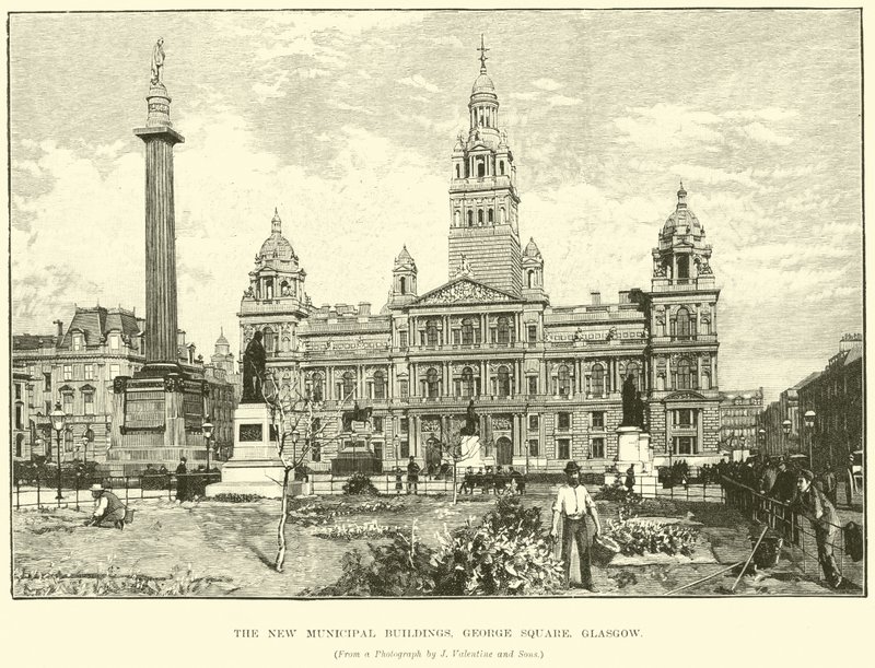 De nya kommunala byggnaderna, George Square, Glasgow av English School