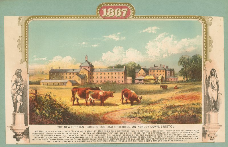 The New Orphan Houses för 1 150 barn, på Ashley Down, Bristol av English School