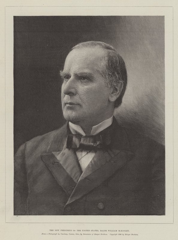 USA:s nye president, major William McKinley (gravyr) av English School