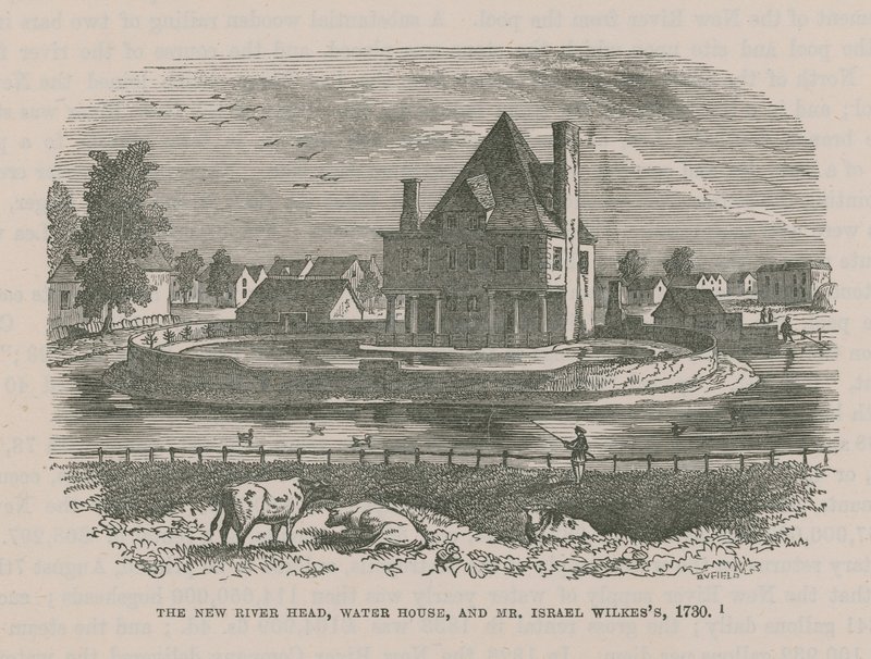 The New River Head, Water House och Mr Israel Wilkess, 1730 av English School