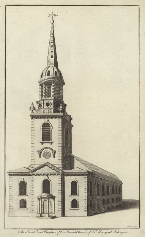 North East Prospect av Parish Church of St Mary i Islington av English School
