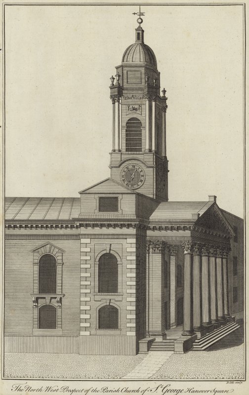 North West Prospect av Parish Church of St George, Hanover Square, London av English School