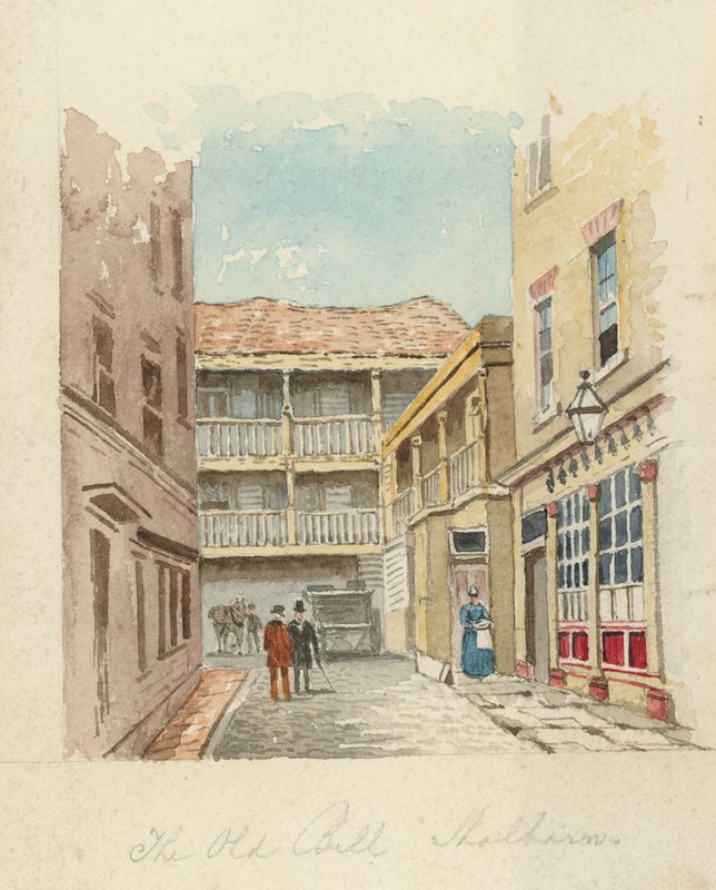 The Old Bell Inn, Holborn, London (wc på papper) av English School