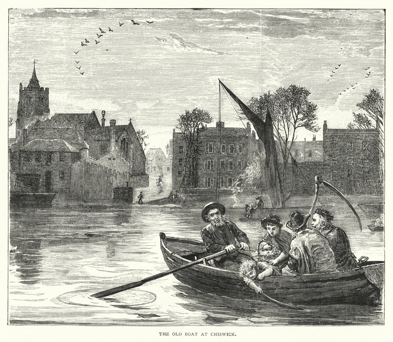 Den gamla båten i Chiswick (gravyr) av English School