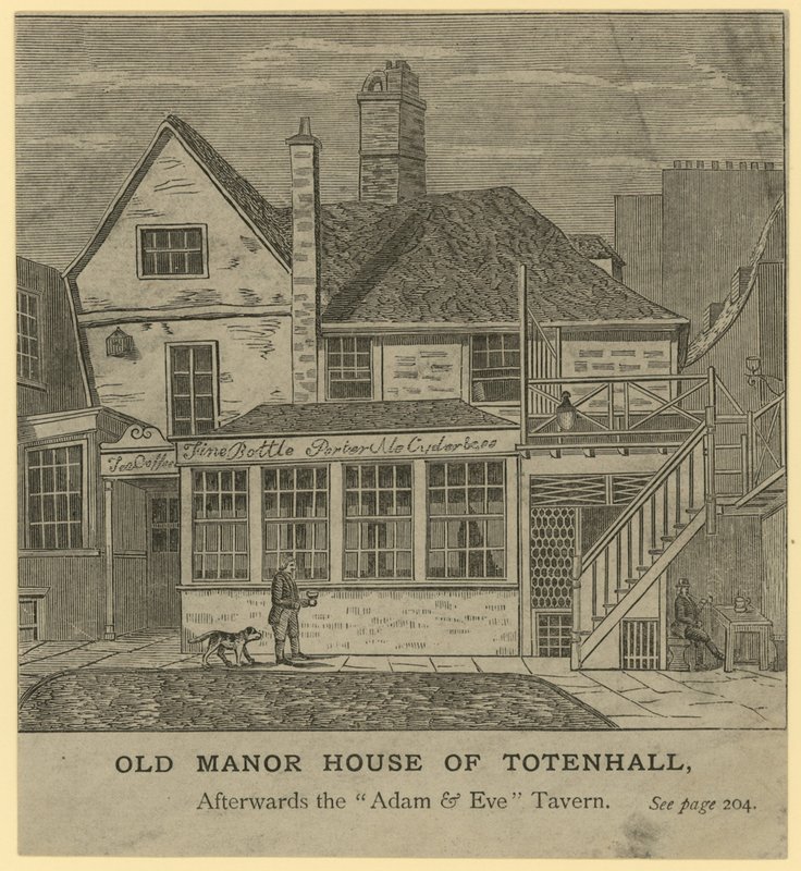 The Old Manor House of Totenhall, senare Adam and Eve Tavern, London av English School