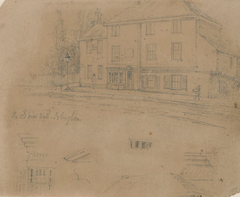The Old Pied Bull Inn, Islington (bläck på papper) av English School