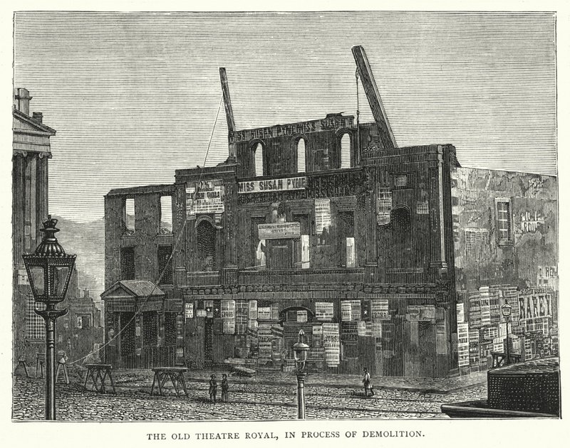 The Old Theatre Royal, in Process of Demolition (gravyr) av English School