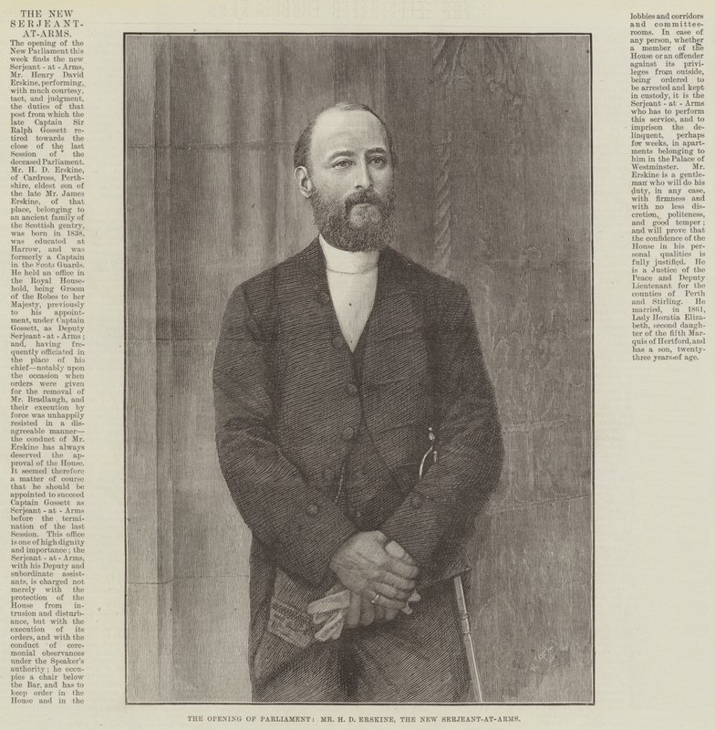 Öppnandet av parlamentet, Mr H D Erskine, the New Serjeant-at-Arms (gravyr) av English School