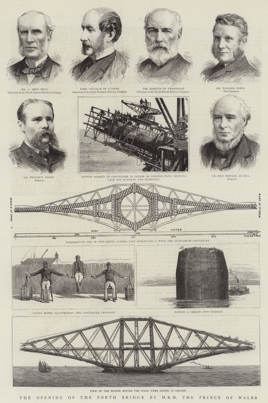 Öppnandet av Forth Bridge av HKH Prinsen av Wales (gravyr) av English School