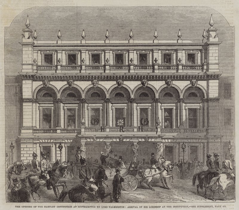 Öppnandet av Hartley Institution i Southampton av Lord Palmerston, Arrival of His Lordship at the Institution (gravyr) av English School