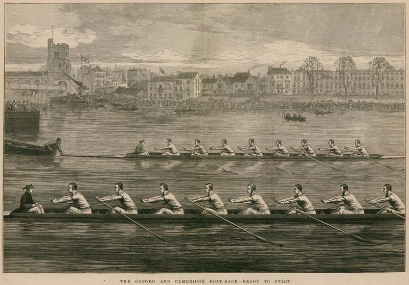 Oxford och Cambridge Boat Race - redo att starta av English School
