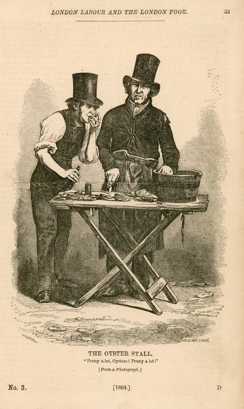Oyster Stall från London Labour och London Poor av English School