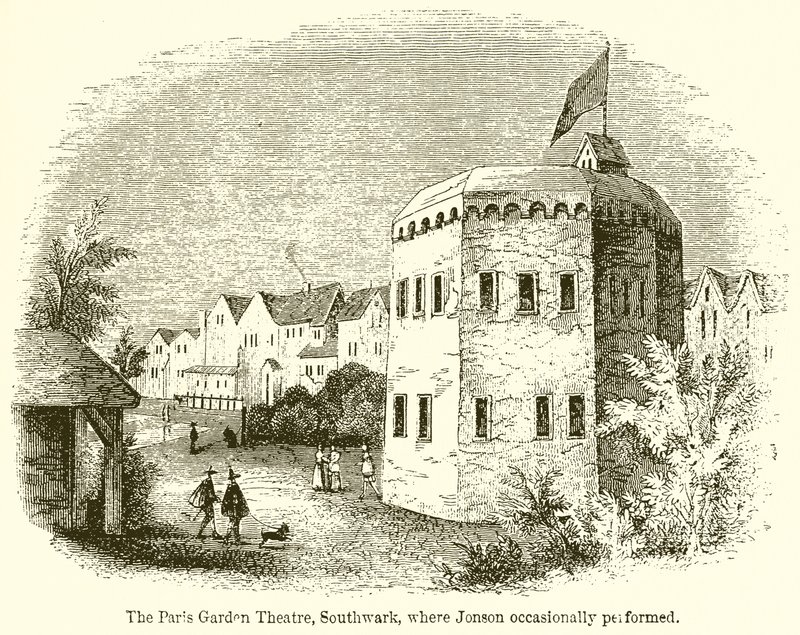 Paris Garden Theatre, Southwark, där Jonson ibland uppträdde av English School