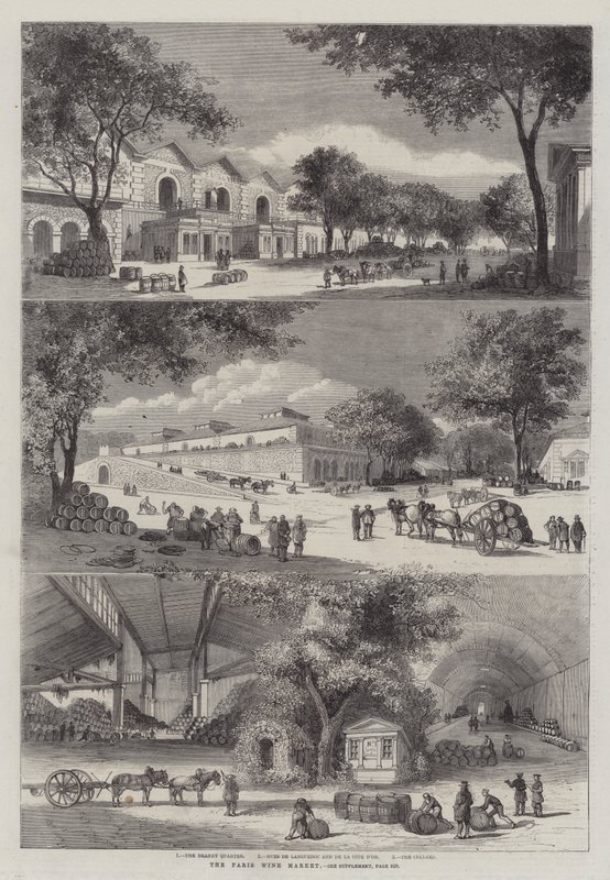 Paris vinmarknad (gravyr) av English School