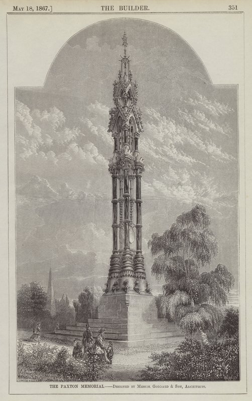 Paxton Memorial, designad av herrarna Goddard och Son, arkitekter (gravyr) av English School