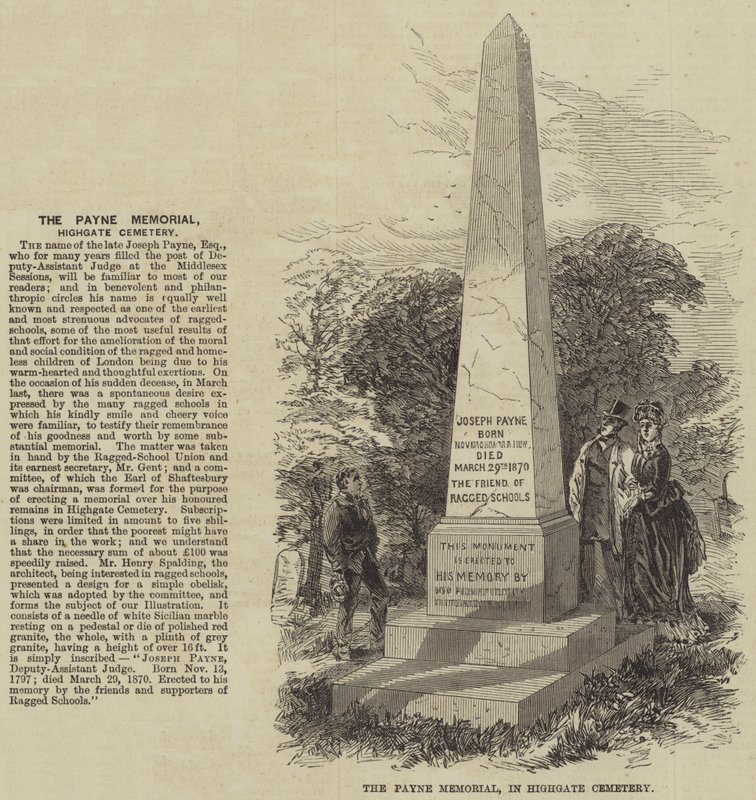 Payne Memorial, på Highgate-kyrkogården (gravyr) av English School