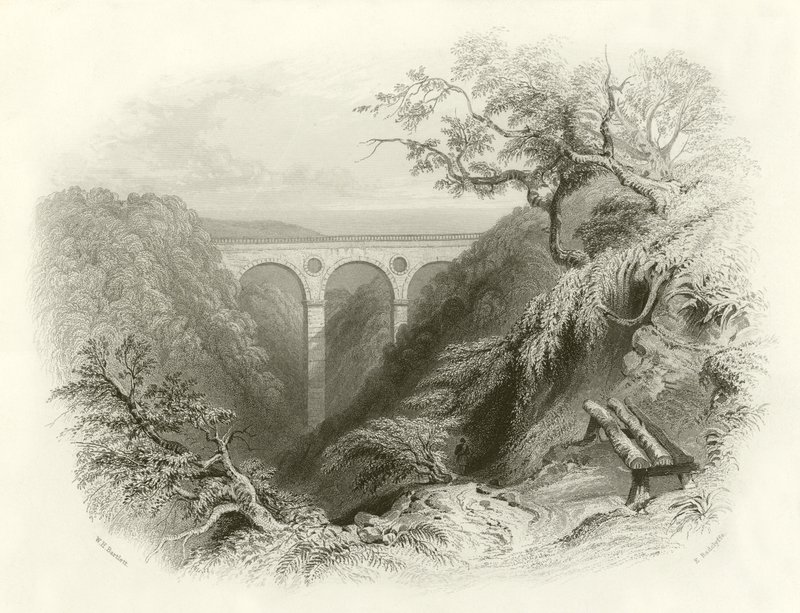 Peaths Bridge och Ravine, Berwickshire av English School