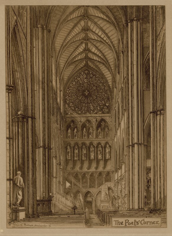 Poets Corner i Westminster Abbey av English School