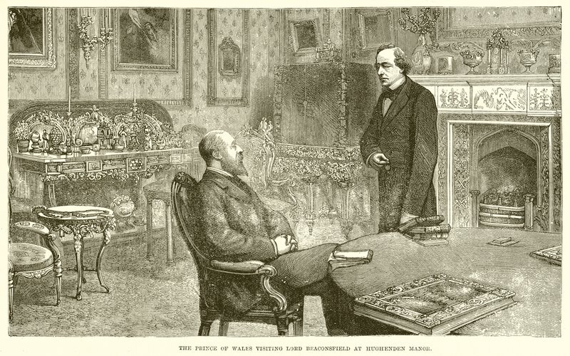 Prinsen av Wales besöker Lord Beaconsfield på Hughenden Manor av English School