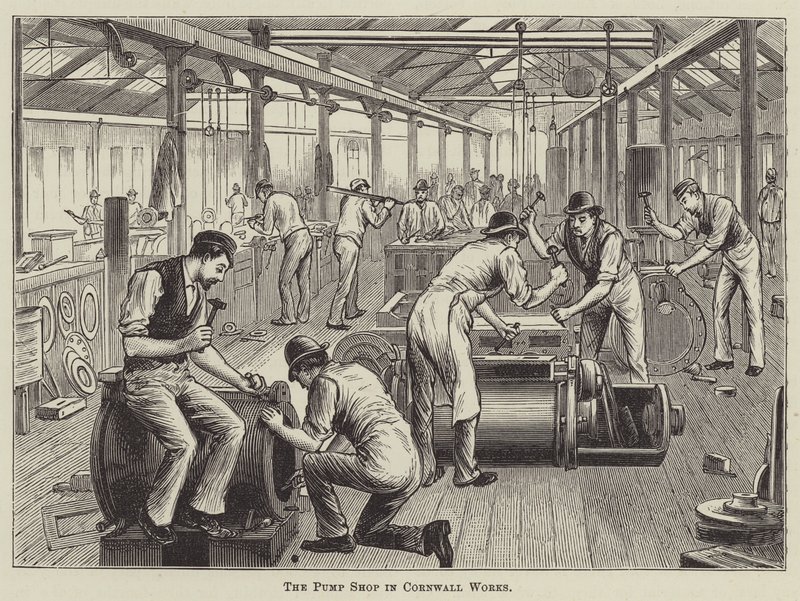 Pumpbutiken i Cornwall Works av English School