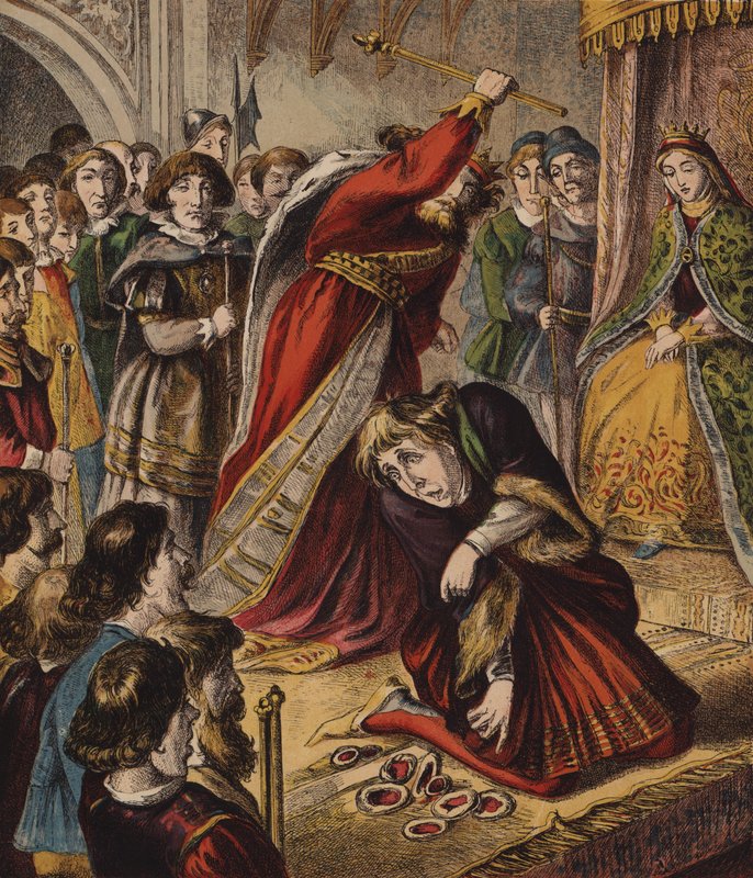 The Queen of Hearts, She Made Some Tarts (färg litho) av English School