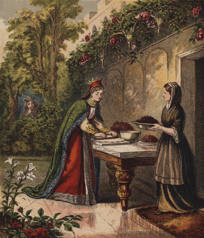 The Queen of Hearts, She Made Some Tarts (färg litho) av English School