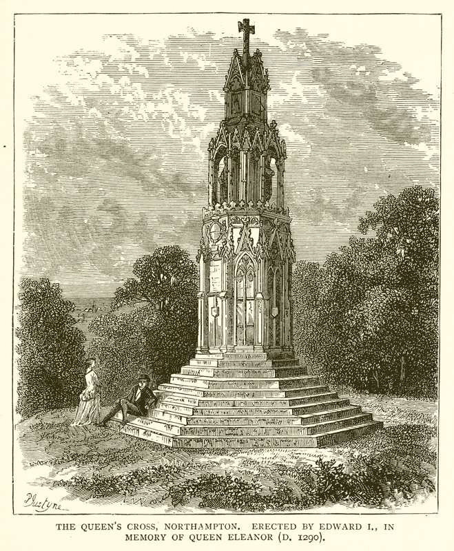 Queens Cross, Northampton. Uppförd av Edward I, till minne av drottning Eleanor (D. 1290) av English School