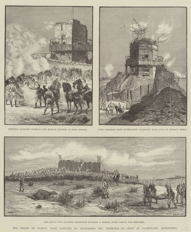 The Relief of Suakin (gravyr) av English School