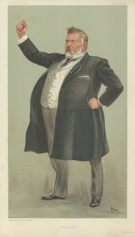 The Right Hon Richard John Seddon, King Dick, 17 april 1902, Vanity Fair tecknad film av English School