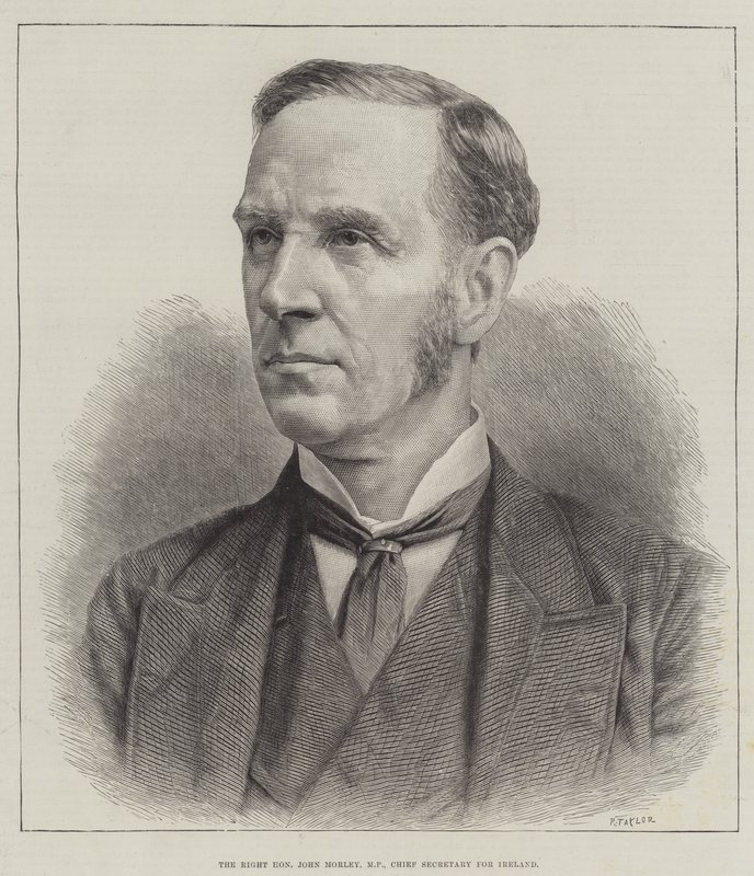 The Right Honorable John Morley, MP, Chief Secretary för Irland (gravyr) av English School