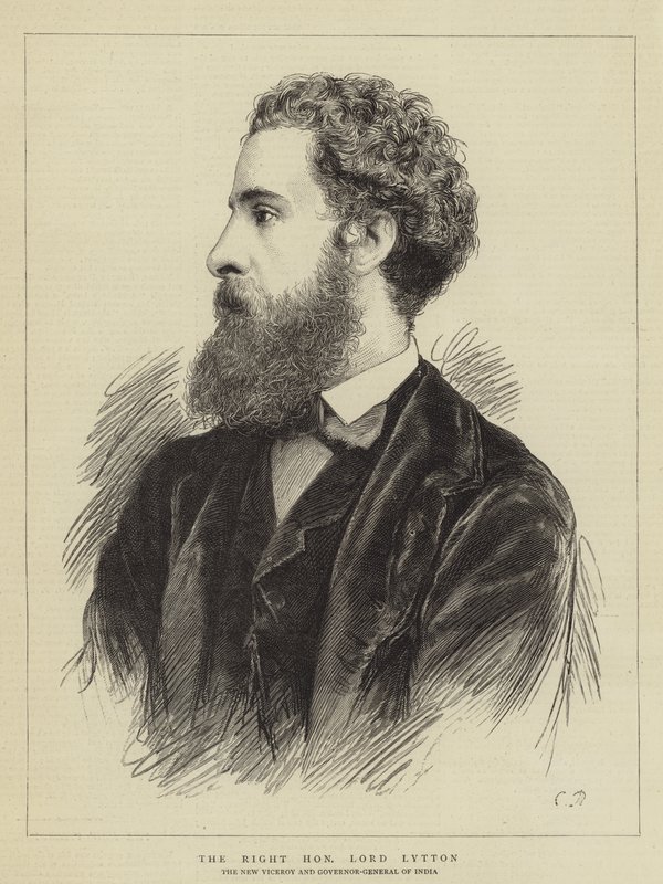 The Right Honorable Lord Lytton (gravyr) av English School