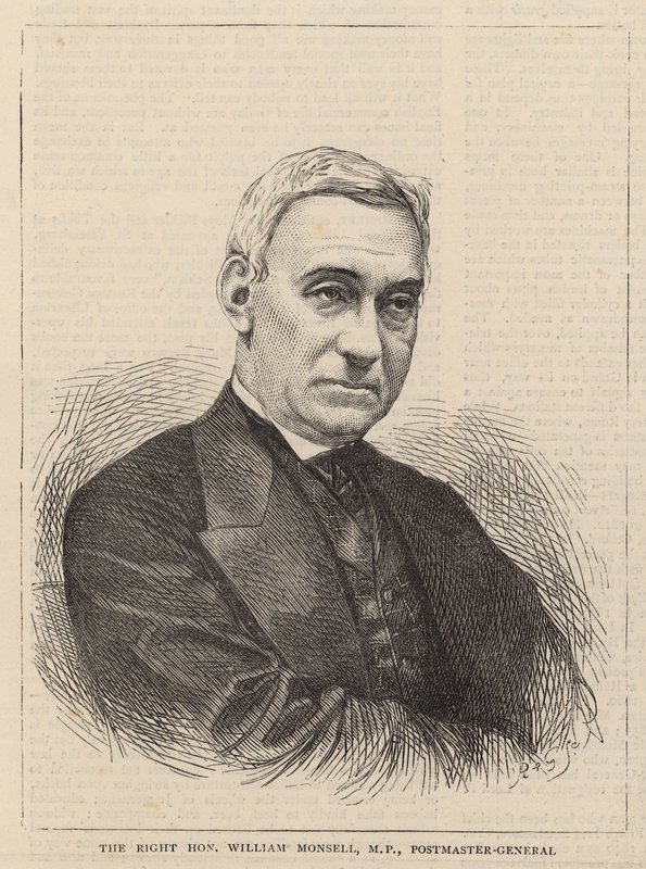 Rätten ärade William Monsell, generalpostmästare av English School