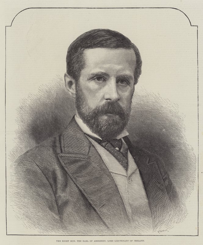 The Right Honorable Earl of Aberdeen, Lord Lieutenant of Ireland (gravyr) av English School