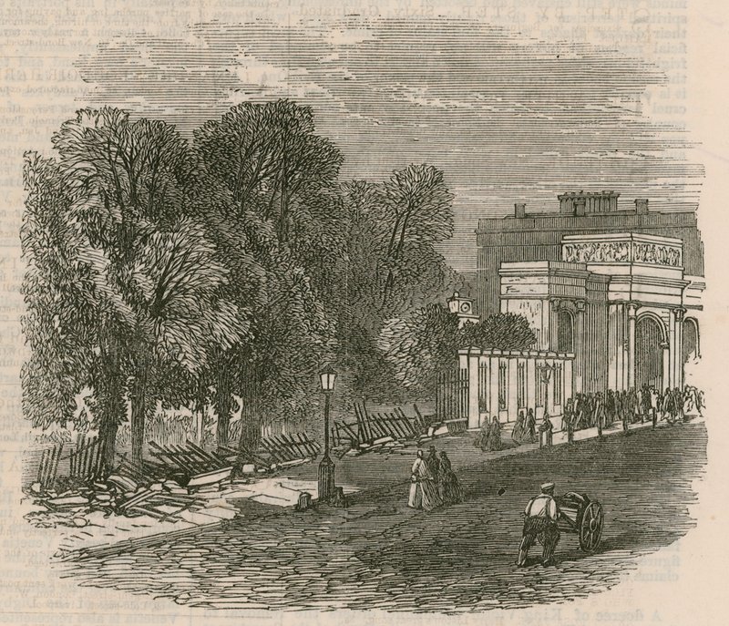 The Riot in Hyde Park: De trasiga räckena vid Hyde Park Corner av English School