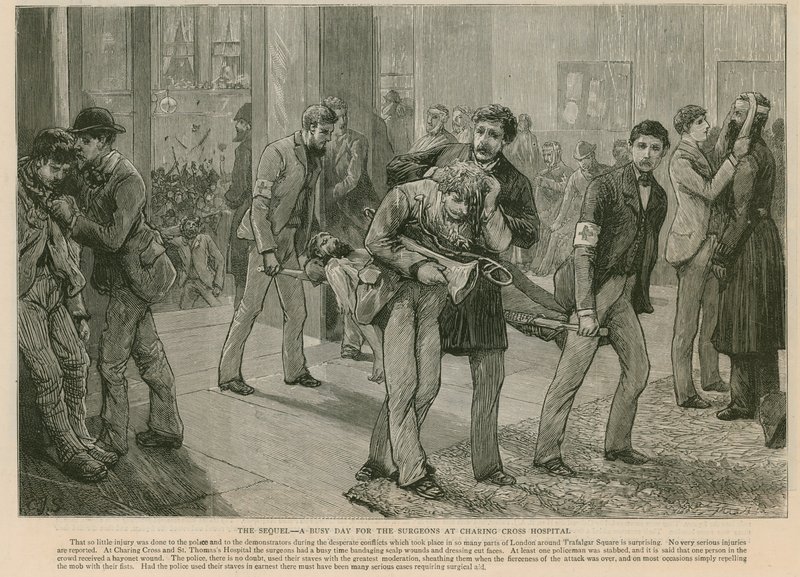 The Riot in Trafalgar Square: Uppföljaren - en hektisk dag för kirurgerna på Charing Cross Hospital av English School