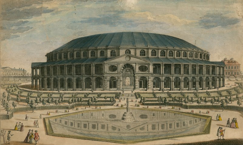 Rotundahuset och trädgårdarna i Ranelagh, London av English School